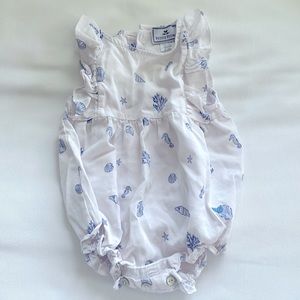 petite plume seashell romper. 6/12. like new